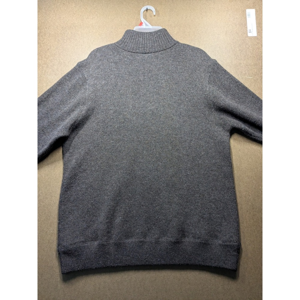 Gap Mens Lambswool Quarter Zip Sweater Brown Marl Green Trim Size L Q4/2005 - Picture 5 of 7